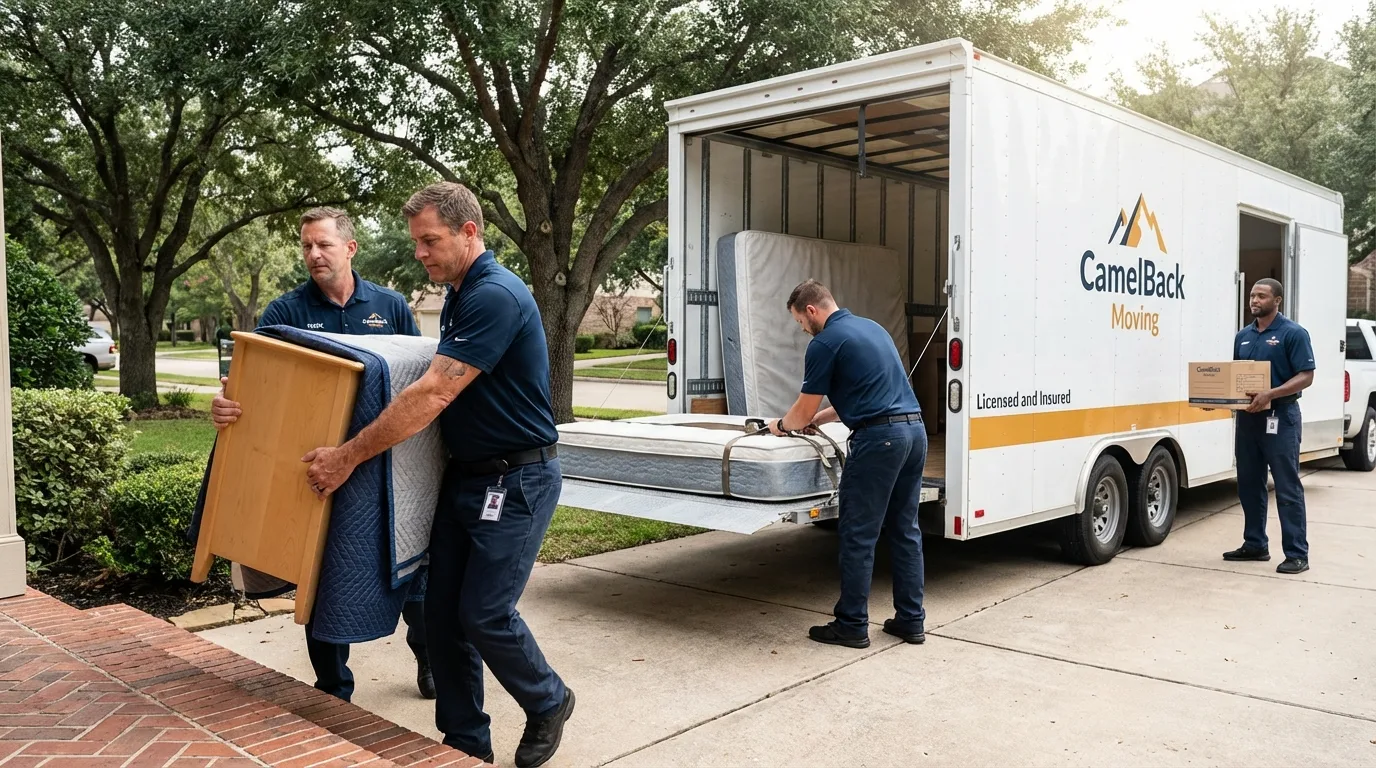 Crew loading residential truck for cross-state move from Lanham, MD