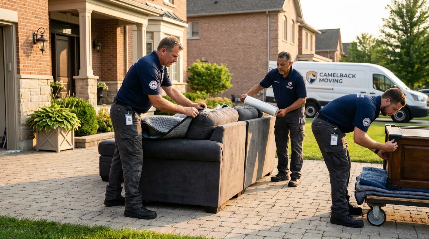 Large estate moving crew wrapping furniture in Lanham, MD