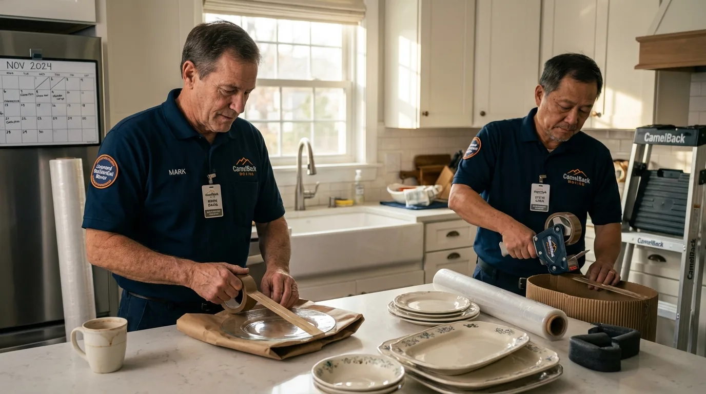 Professional crew packing kitchen dishware in Lanham, MD